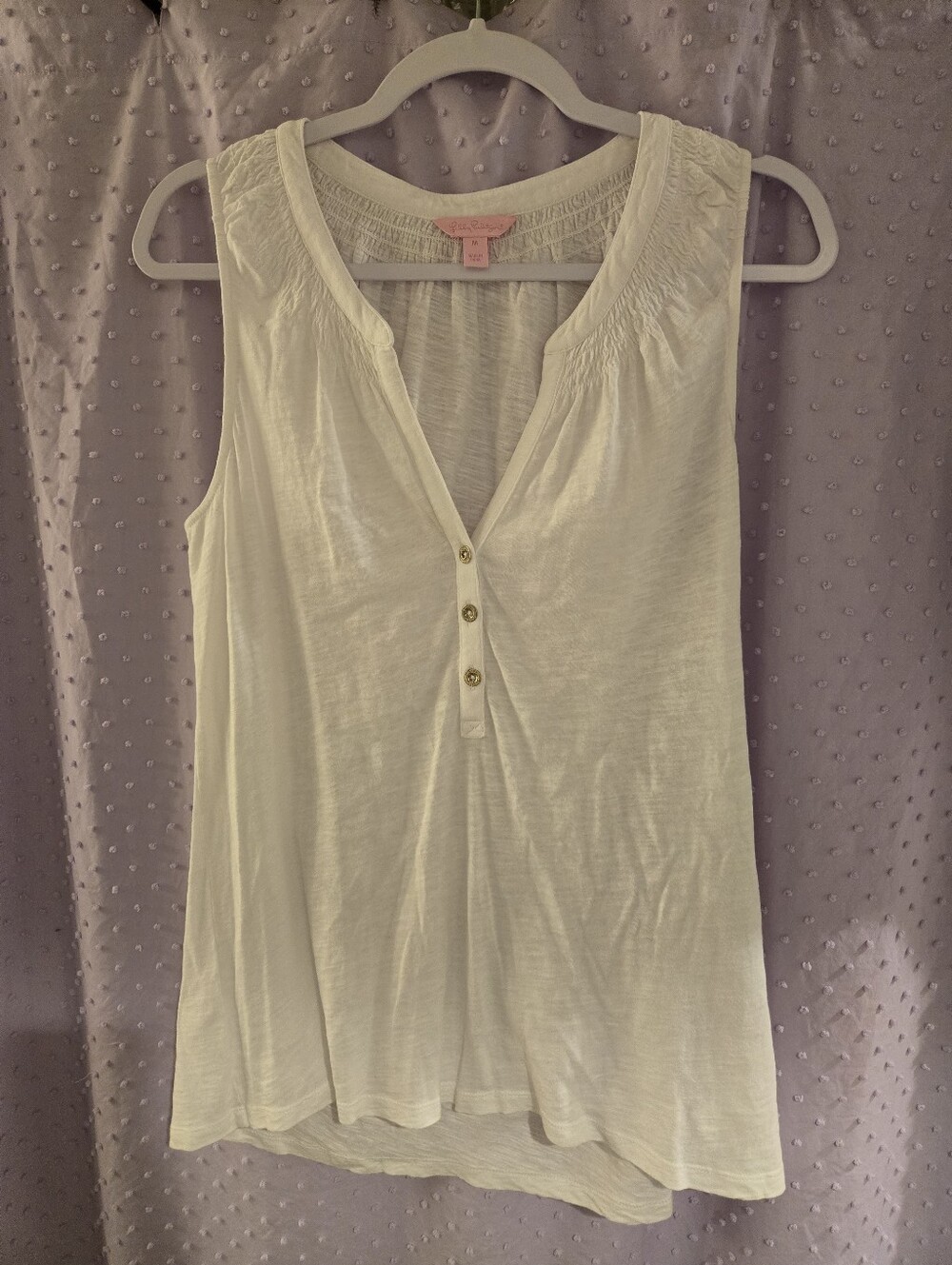 Lilly Pulitzer White Sleeveless Henley Tank